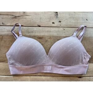 Victoria's Secret PINK Lilac Mesh Logo 34D Wear Everywhere Push Up Wireless Bra